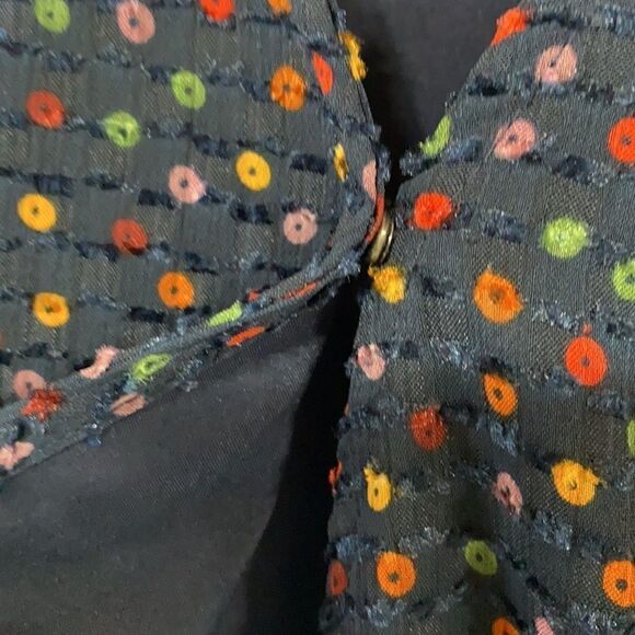 Madewell Lyric Wrap Surplice Neck Dot Long‎ Sleeve Top Blue Multi Size S EGUC - Picture 8 of 16